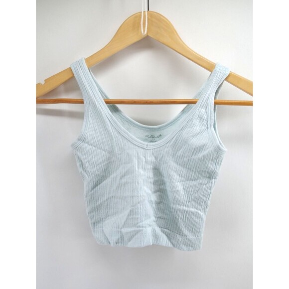 URBAN OUTFITTERS OUT FROM UNDER DREW SEAMLESS RIBBED SKY BLUE BRA TOP SIZE SMALL - Picture 2 of 9